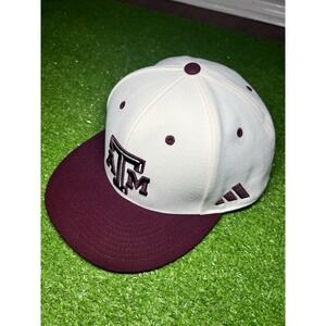 Texas‎ A&M Team Issue Hat Aggie Baseball Fitted SZ 7 5/8 White Adidas Mint #62